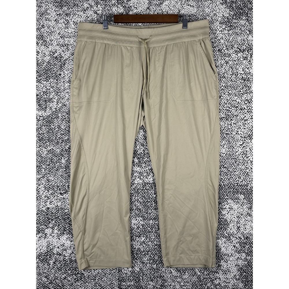 North Face Cropped Activewear Pants Women XL Beige Hike Camp Gorpcore Drawstring - Picture 2 of 12